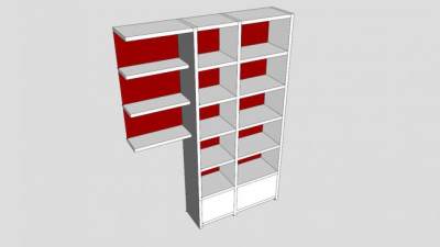 实木板式书柜书店SU模型下载_sketchup草图大师SKP模型