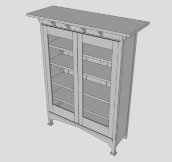 现代工艺品书柜SU模型下载_sketchup草图大师SKP模型