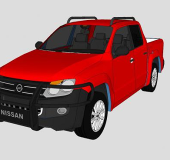 尼桑边缘人红色皮卡SU模型下载_sketchup草图大师SKP模型