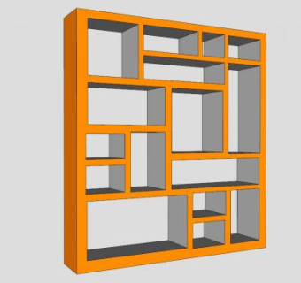 中式隔板式书柜SU模型下载_sketchup草图大师SKP模型