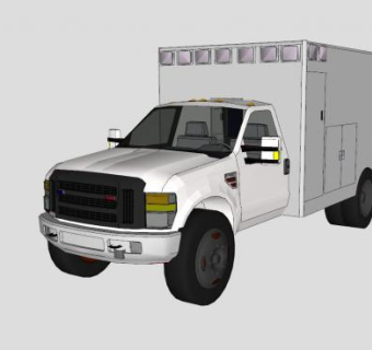 2017型福特F350救护车SU模型下载_sketchup草图大师SKP模型