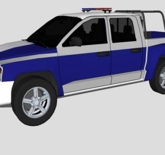 道奇公羊皮卡巡逻车SU模型下载_sketchup草图大师SKP模型