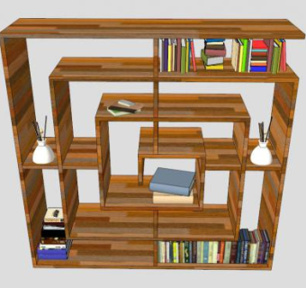 图书馆书架SU模型下载_sketchup草图大师SKP模型