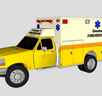 1998款福特F350救护车SU模型下载_sketchup草图大师SKP模型