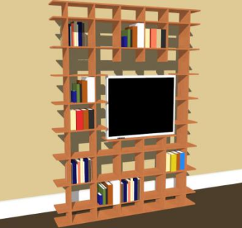 娱乐中心书柜SU模型下载_sketchup草图大师SKP模型