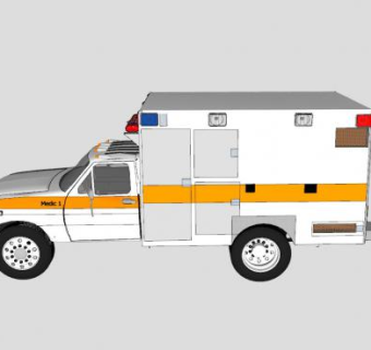 福特F350型1994款救护车SU模型下载_sketchup草图大师SKP模型