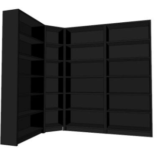 转角黑色书柜SU模型下载_sketchup草图大师SKP模型