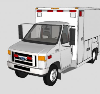 福特F350经济车型救护车SU模型下载_sketchup草图大师SKP模型