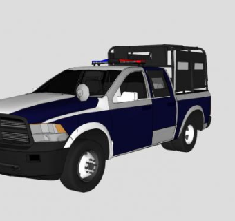 道奇公羊2015款装甲皮卡警车SU模型下载_sketchup草图大师SKP模型
