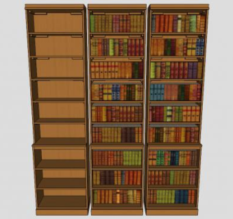 实木隔板书架SU模型下载_sketchup草图大师SKP模型