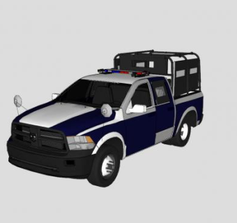 道奇公羊2017型装甲皮卡警车SU模型下载_sketchup草图大师SKP模型