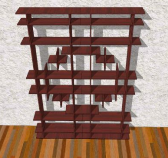 耶路撒冷十字设计书柜SU模型下载_sketchup草图大师SKP模型