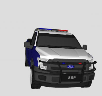 福特f150模型2017款皮卡警车SU模型下载_sketchup草图大师SKP模型