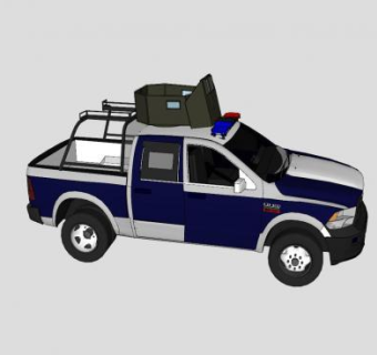 道奇2016款涡轮增压皮卡警车SU模型下载_sketchup草图大师SKP模型