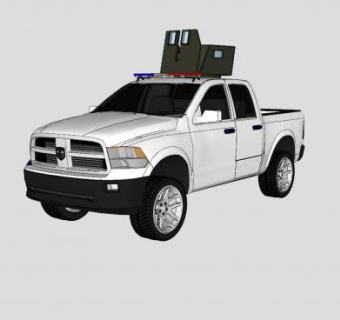 道奇公羊2017款装甲巡逻皮卡SU模型下载_sketchup草图大师SKP模型