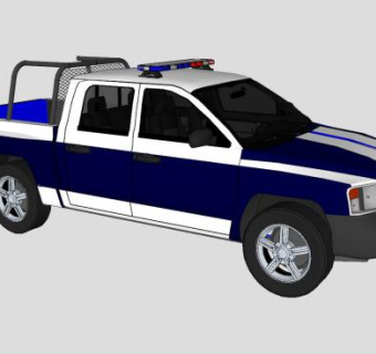 道奇达科塔2010款皮卡警车SU模型下载_sketchup草图大师SKP模型