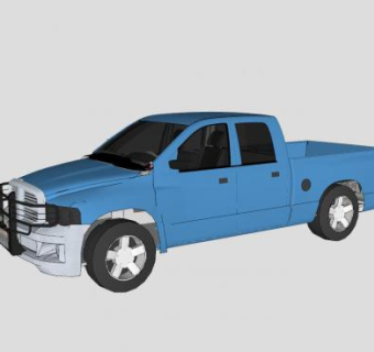 道奇公羊蓝色皮卡SU模型下载_sketchup草图大师SKP模型