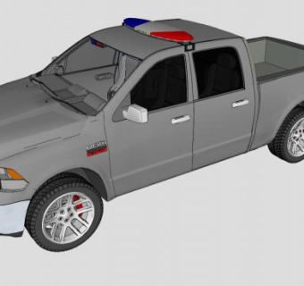 道奇公羊2500皮卡警车SU模型下载_sketchup草图大师SKP模型