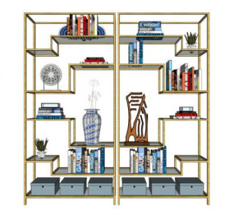 书柜黄金居住工作室SU模型下载_sketchup草图大师SKP模型