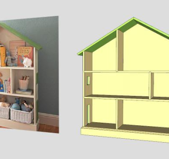 玩具屋的书柜SU模型下载_sketchup草图大师SKP模型