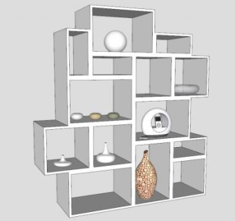 现代板式堆叠书柜SU模型下载_sketchup草图大师SKP模型