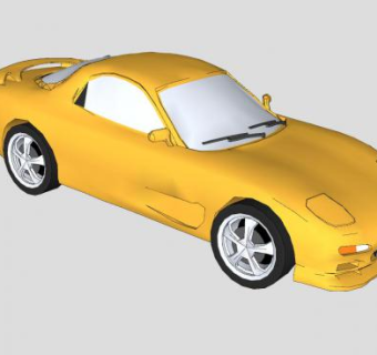 马自达RX7黄色跑车SU模型下载_sketchup草图大师SKP模型