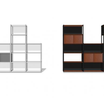 汉山泉钢板书柜SU模型下载_sketchup草图大师SKP模型