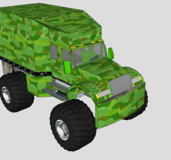 迷彩越野车SU模型下载_sketchup草图大师SKP模型
