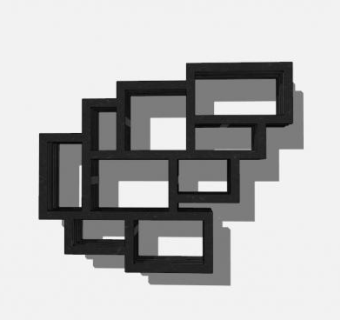 书柜框架墙黑色SU模型下载_sketchup草图大师SKP模型