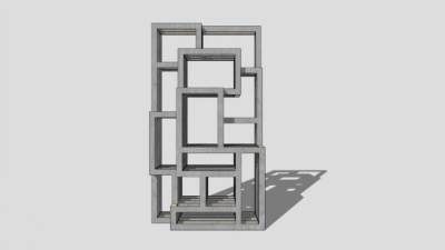 分隔架灰色书柜SU模型下载_sketchup草图大师SKP模型