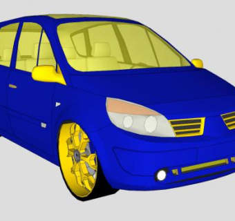 雷诺风景蓝色汽车SU模型下载_sketchup草图大师SKP模型