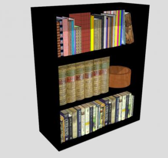 黑色通用书柜SU模型下载_sketchup草图大师SKP模型