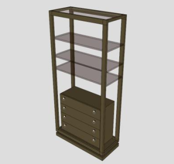大圆盾板式书柜SU模型下载_sketchup草图大师SKP模型
