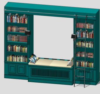 维多利亚时代绿色书柜SU模型下载_sketchup草图大师SKP模型