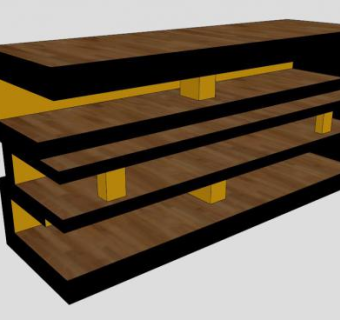 图书馆钢木结合书柜SU模型下载_sketchup草图大师SKP模型