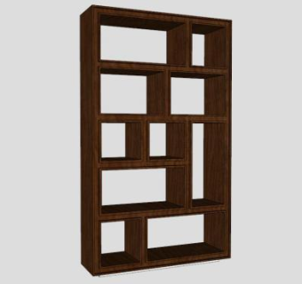 实木扫描设计书柜SU模型下载_sketchup草图大师SKP模型