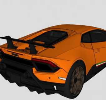 兰博基尼橙色跑车SU模型下载_sketchup草图大师SKP模型