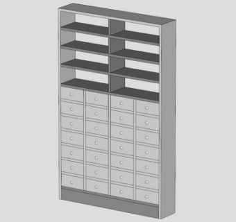 独立式白色书架书柜SU模型下载_sketchup草图大师SKP模型