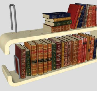 简单倚墙式书架SU模型下载_sketchup草图大师SKP模型