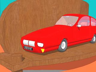红色古典汽车简易版SU模型下载_sketchup草图大师SKP模型