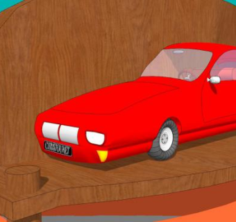 红色古典汽车简易版SU模型下载_sketchup草图大师SKP模型