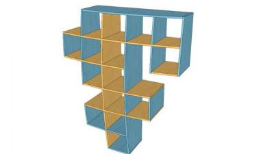 倚墙式书架SU模型下载_sketchup草图大师SKP模型