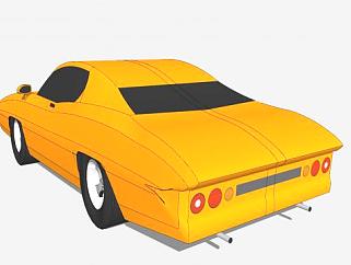 橙色空气动力跑车SU模型下载_sketchup草图大师SKP模型