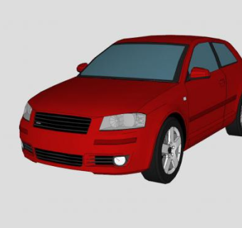 奥迪A3红色汽车SU模型下载_sketchup草图大师SKP模型