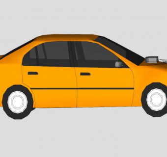 土黄色轿车SU模型下载_sketchup草图大师SKP模型