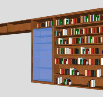 布肯卡斯特实木书柜SU模型下载_sketchup草图大师SKP模型