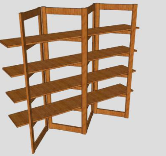 经典柚木房间隔板书柜SU模型下载_sketchup草图大师SKP模型