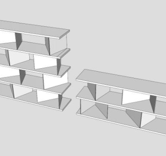 隔板式简易书柜SU模型下载_sketchup草图大师SKP模型