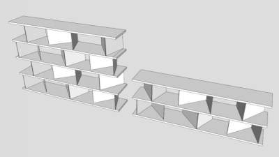 隔板式简易书柜SU模型下载_sketchup草图大师SKP模型