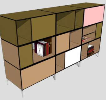 蒙大拿餐具柜书柜SU模型下载_sketchup草图大师SKP模型